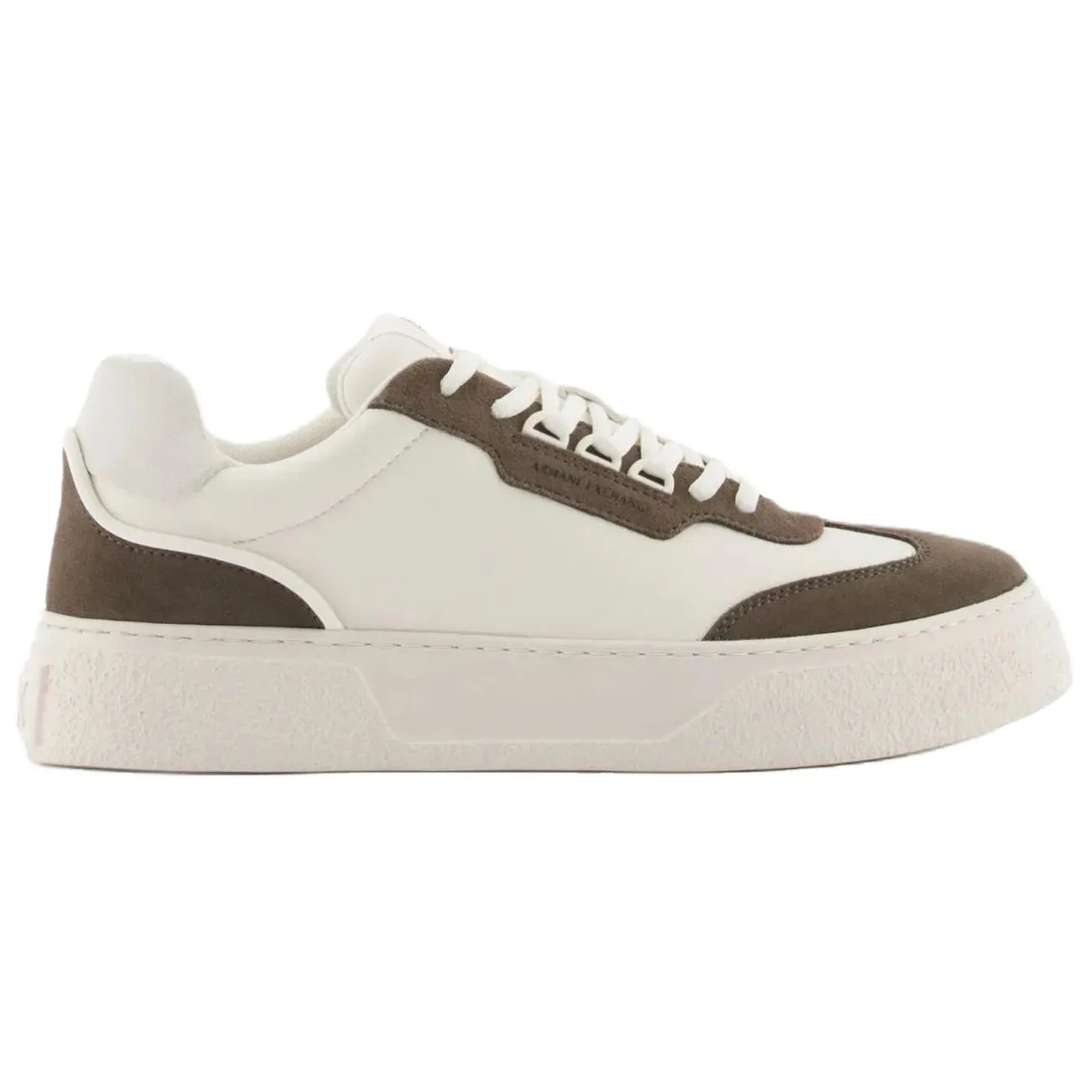 ARMANI EXCHANGE Кроссовки мужские AE Cow Split Leather Low top Skateboard Shoes 4cm Ecru — фото 3