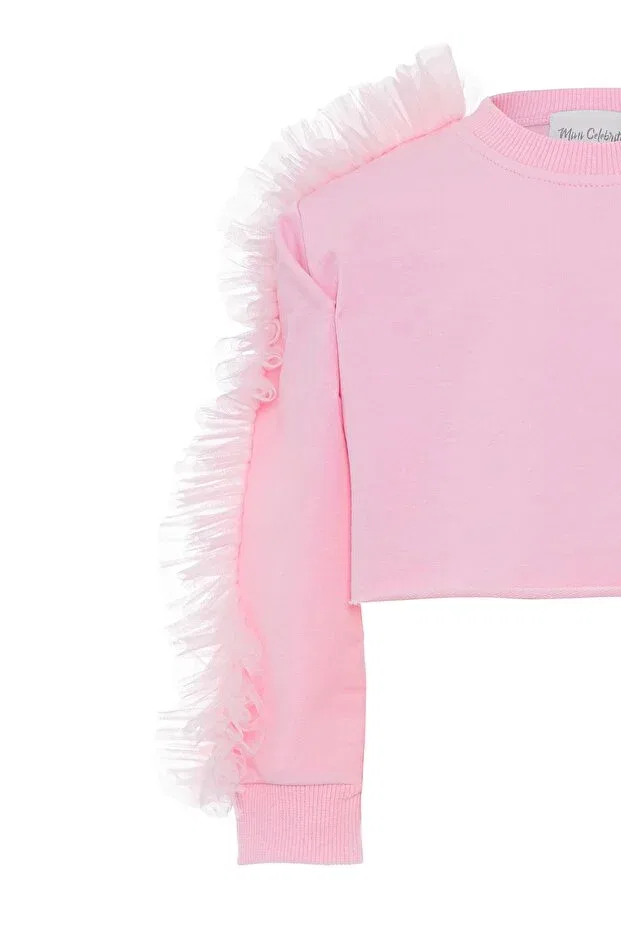 Детское худи для девочек с принтом Crop Poppy Girl Mini Celebrities, Pink — фото 4