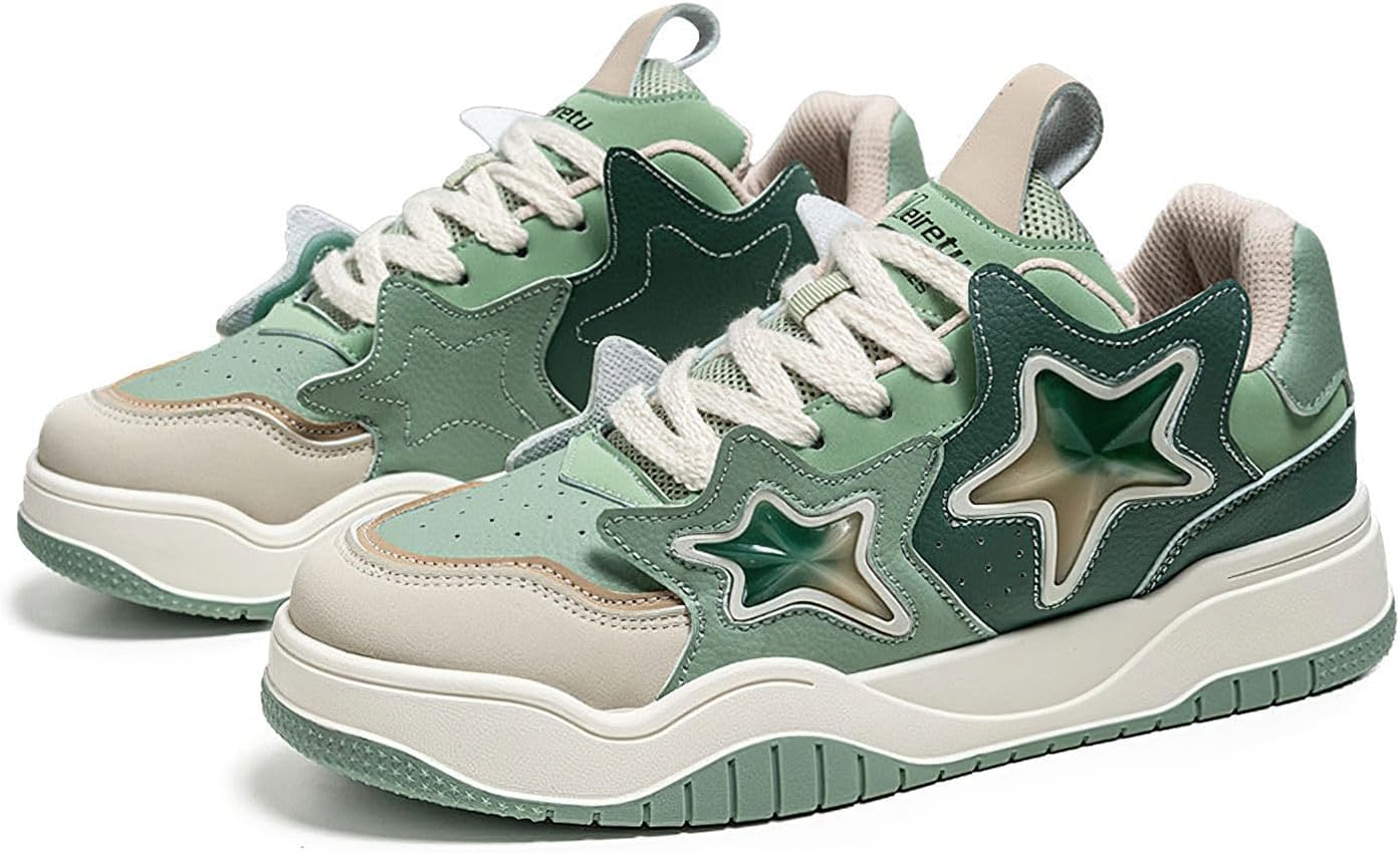

Мужские кроссовки Exusiai Chunky с модным дизайном Star Y2K, удобные для скейтборда и прогулок, на платформе, стиль Dad, белые/черные/зеленые