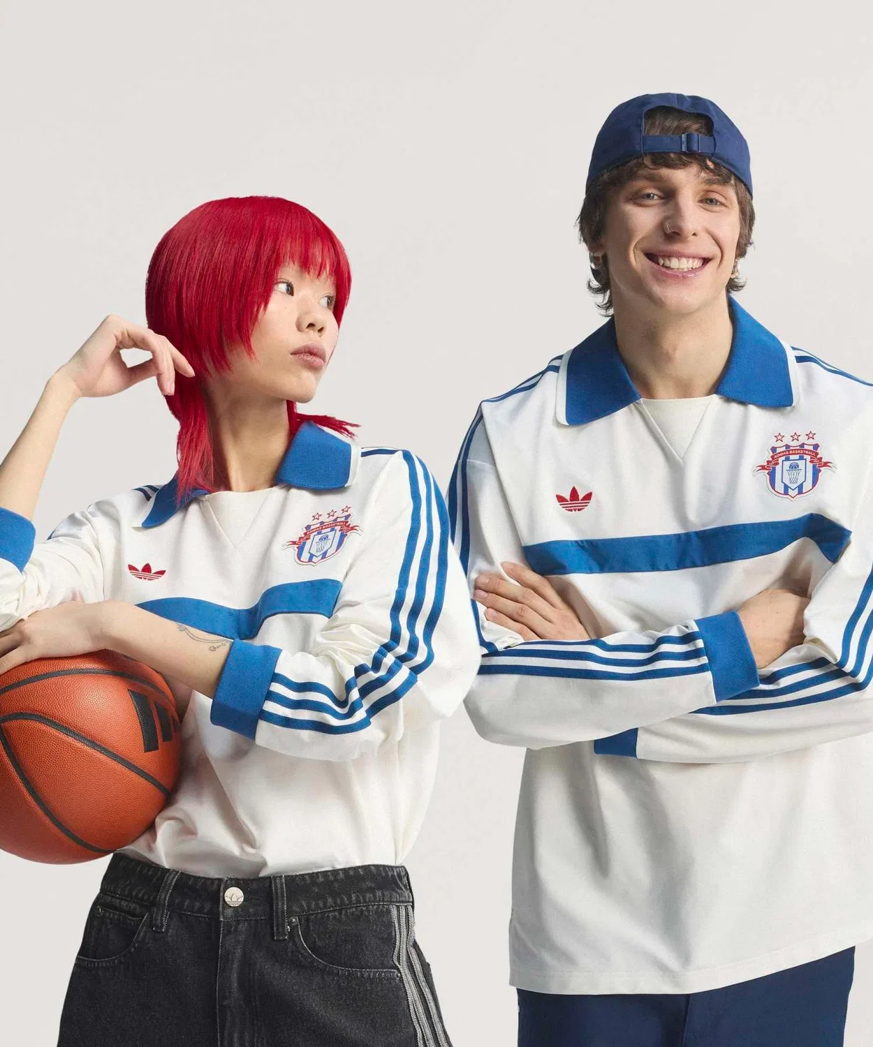 Мужская/Женская футболка-поло с длинным рукавомиз двойного трикотажа Adidas Originals, Белый