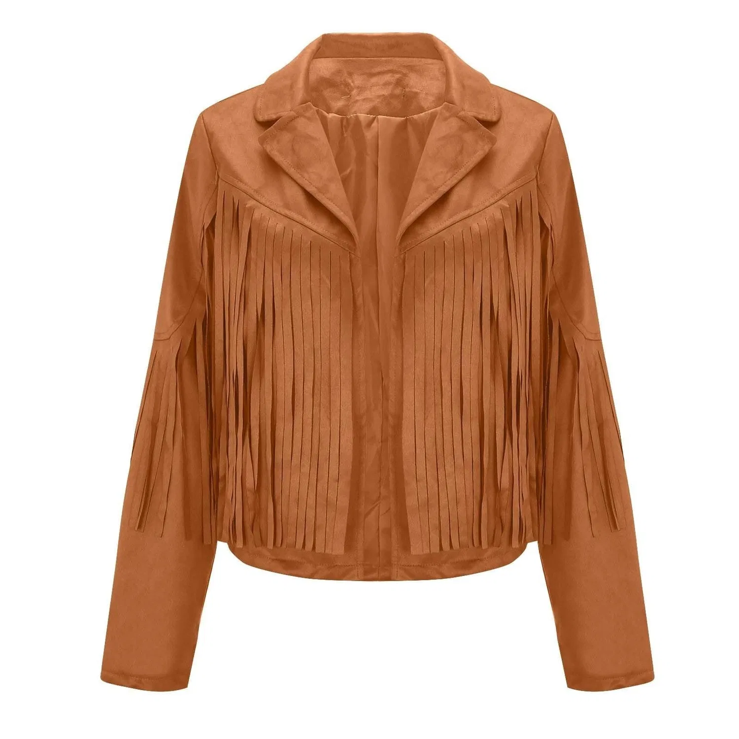 Женская кожаная куртка с бахромой Vintage Leather Jacket, Colore: Arancione — фото 3