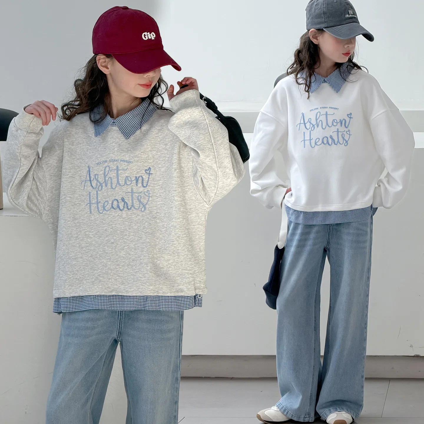 Детский спортивный костюм для мальчиков с принтом MADALLO, Gray+Jeans — фото 4