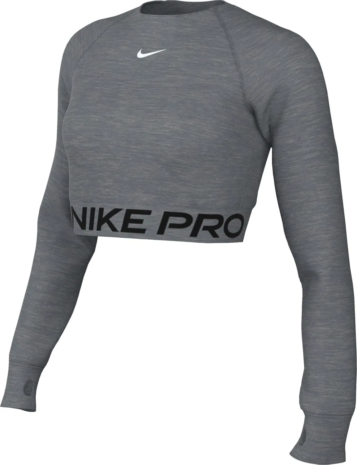 Женская укороченная футболка с длинным рукавом Nike Pro Dri-fit, Smoke Grey/Heather