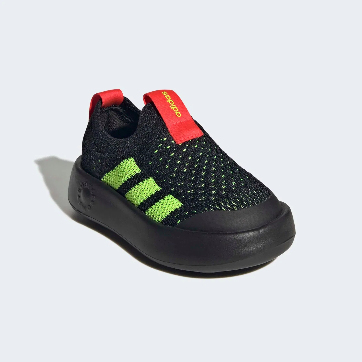 Детские слипоны с технологией Bubblecomfy Adidas Sportswear, Core Black/Lucid Lemon/Lucid Red