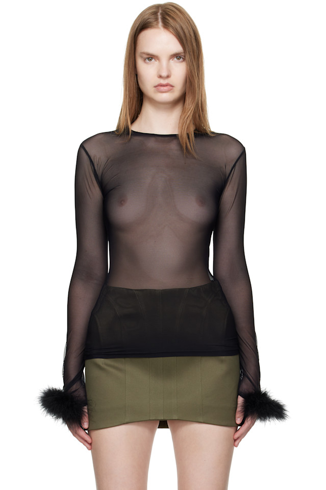 

Сетчатая футболка Marabou Mugler, черный