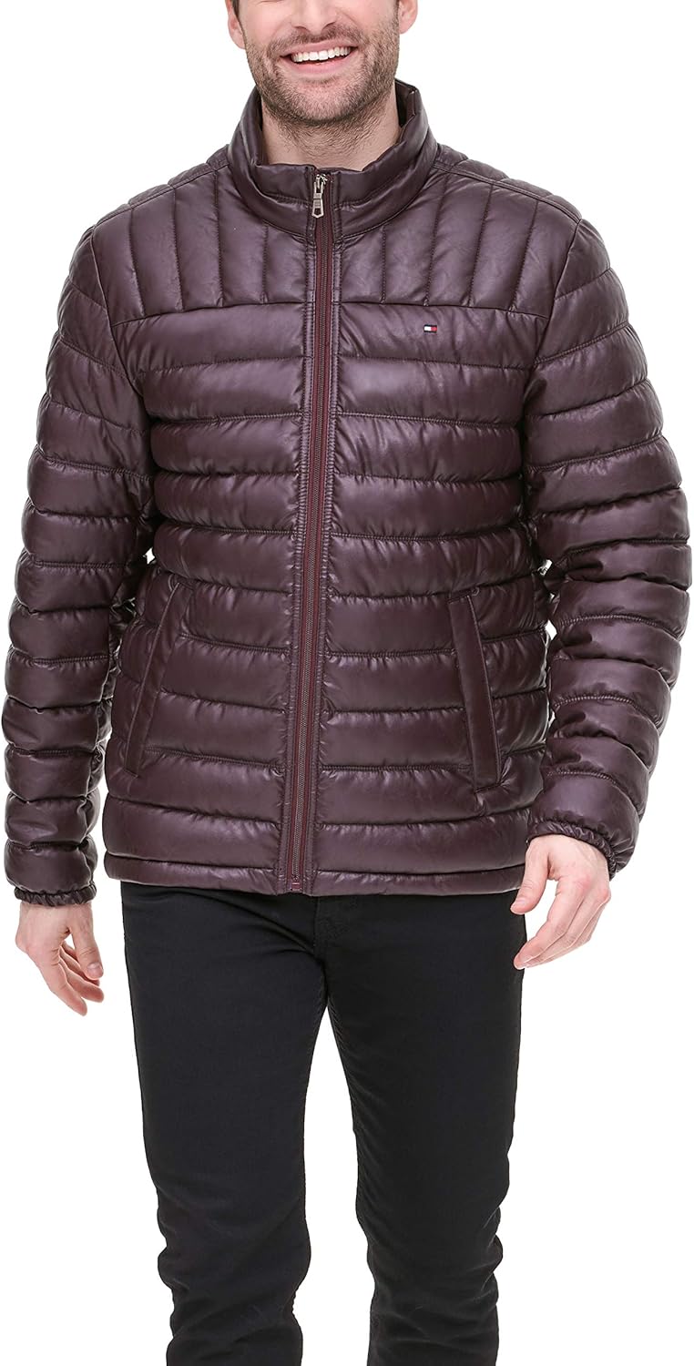 Мужская водонепроницаемая куртка Tommy Hilfiger Ultra Loft Down Alternative, Burgundy Faux Leather — фото 4