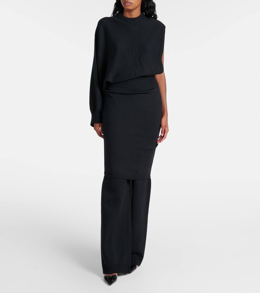 Прямые брюки из смесовой шерсти с высокой посадкой Alaïa, цвет noir alaia — фото 2