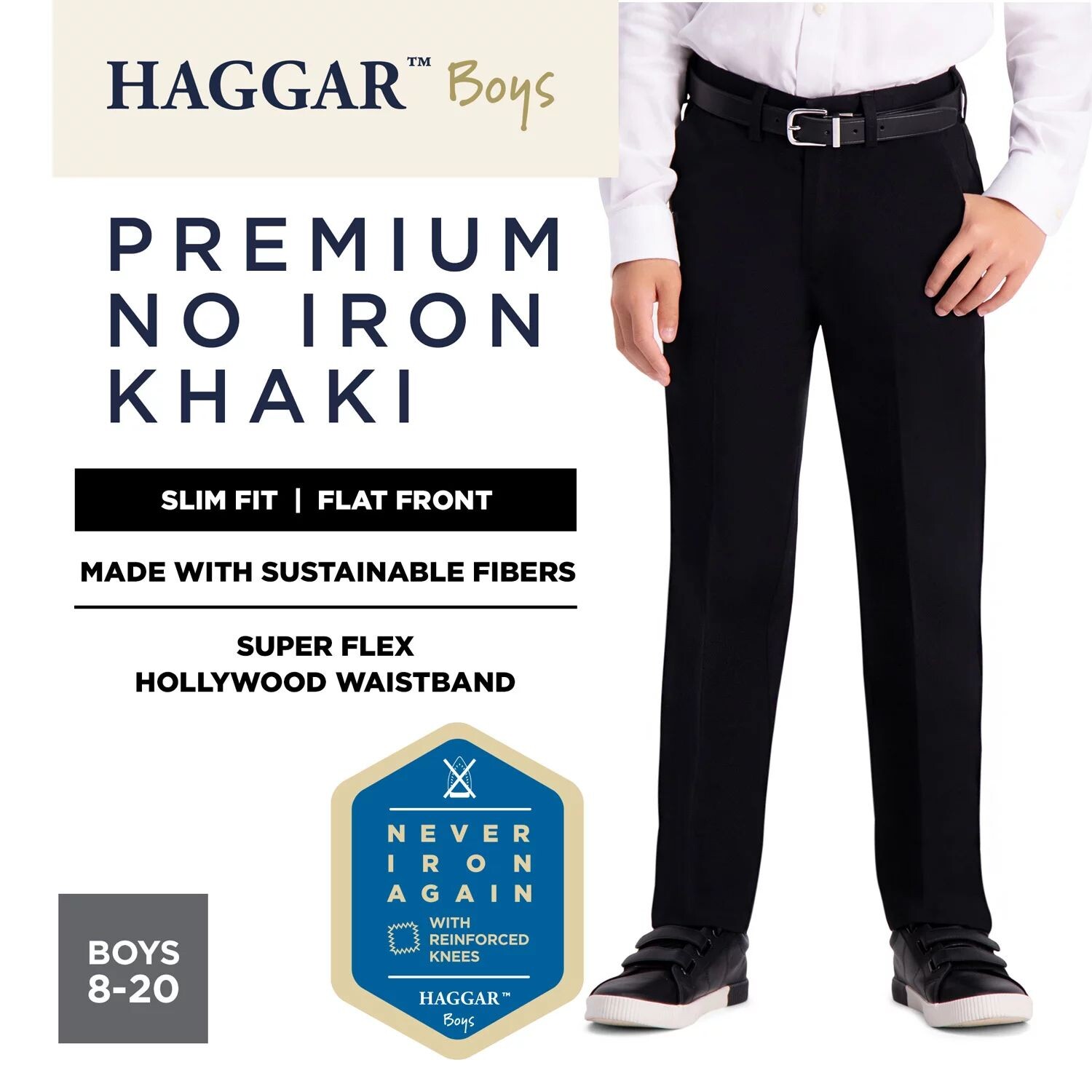 

Брюки хаки узкого кроя Haggar Premium без глажки для мальчиков 8–20 лет Haggar