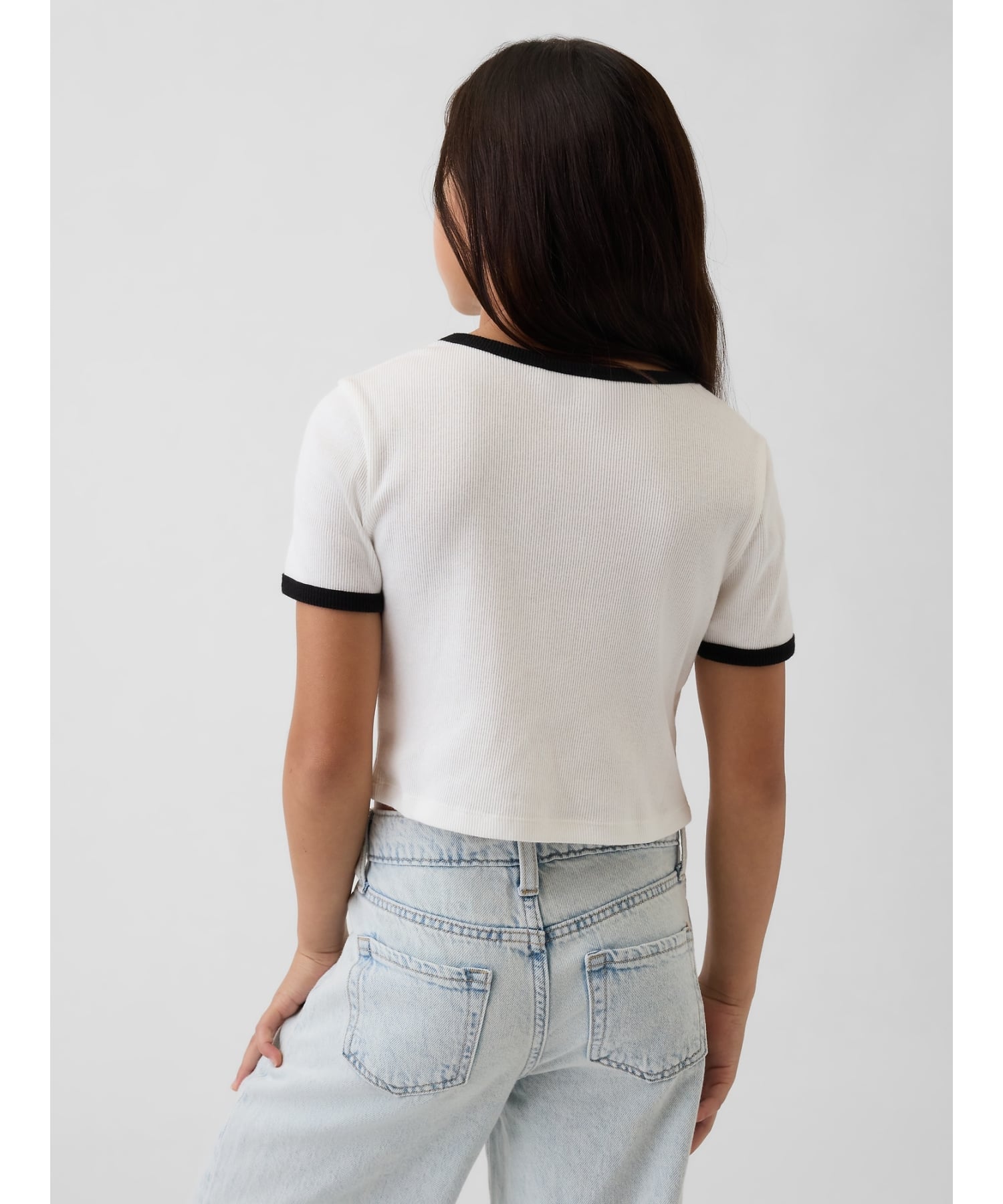 Детская футболка с ребристым логотипом (K)GAP, NEW_OFF_WHITE_V2 — фото 2
