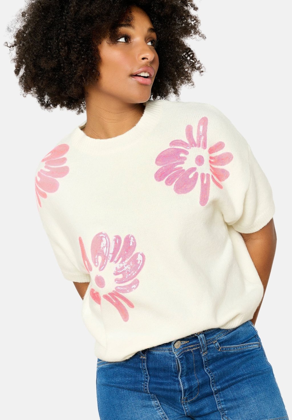 

Футболка с принтом FLORAL LolaLiza, слоновая кость