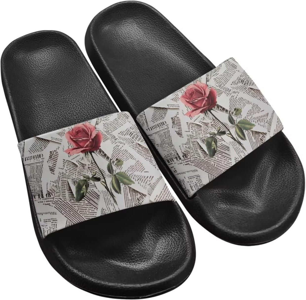 

Летние шлепанцы Fuxowvby для женщин, мужчин и подростков, мягкие EVA, водонепроницаемые, для бассейна и пляжа, быстросохнущие, противоскользящие, для душа, размеры США 5,5-12,5, Rose Newspaper