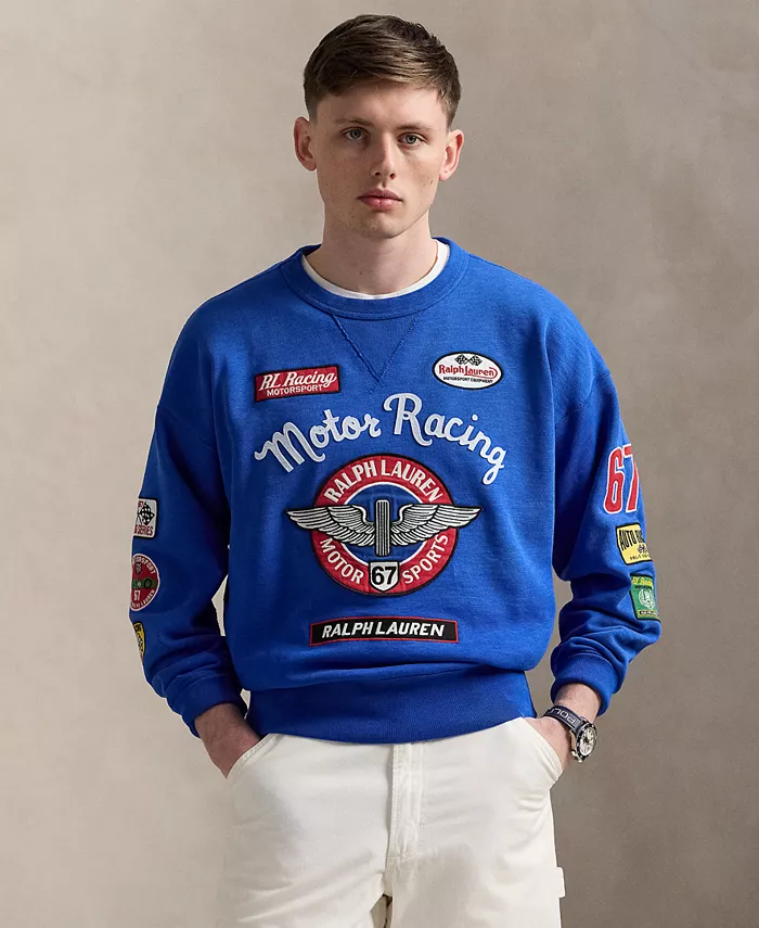 

Мужской винтажный флисовый свитшот с принтом Polo Ralph Lauren, синий