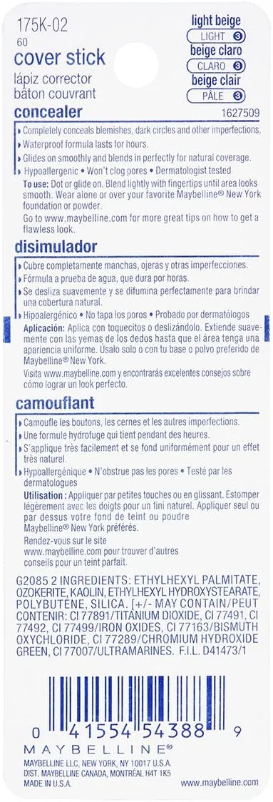 Консилер Maybelline Cover Stick Concealer Light 3 Light Beige — фото 3