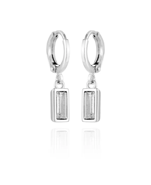 

Серьги-Кольца хагги с прямоугольными подвесками из стекла и камня серебристого оттенка Vince Camuto, silver