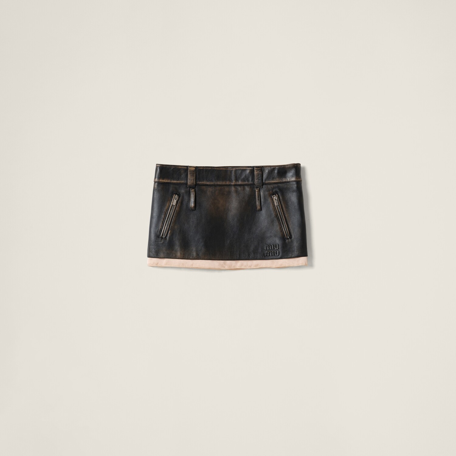 

Юбка из наппы MIU MIU, горчичный/черный