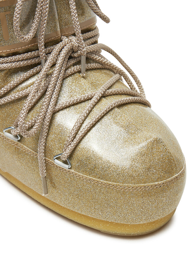 Зимние ботинки женские Moon Boot низкие на шнуровке, золотой — фото 4