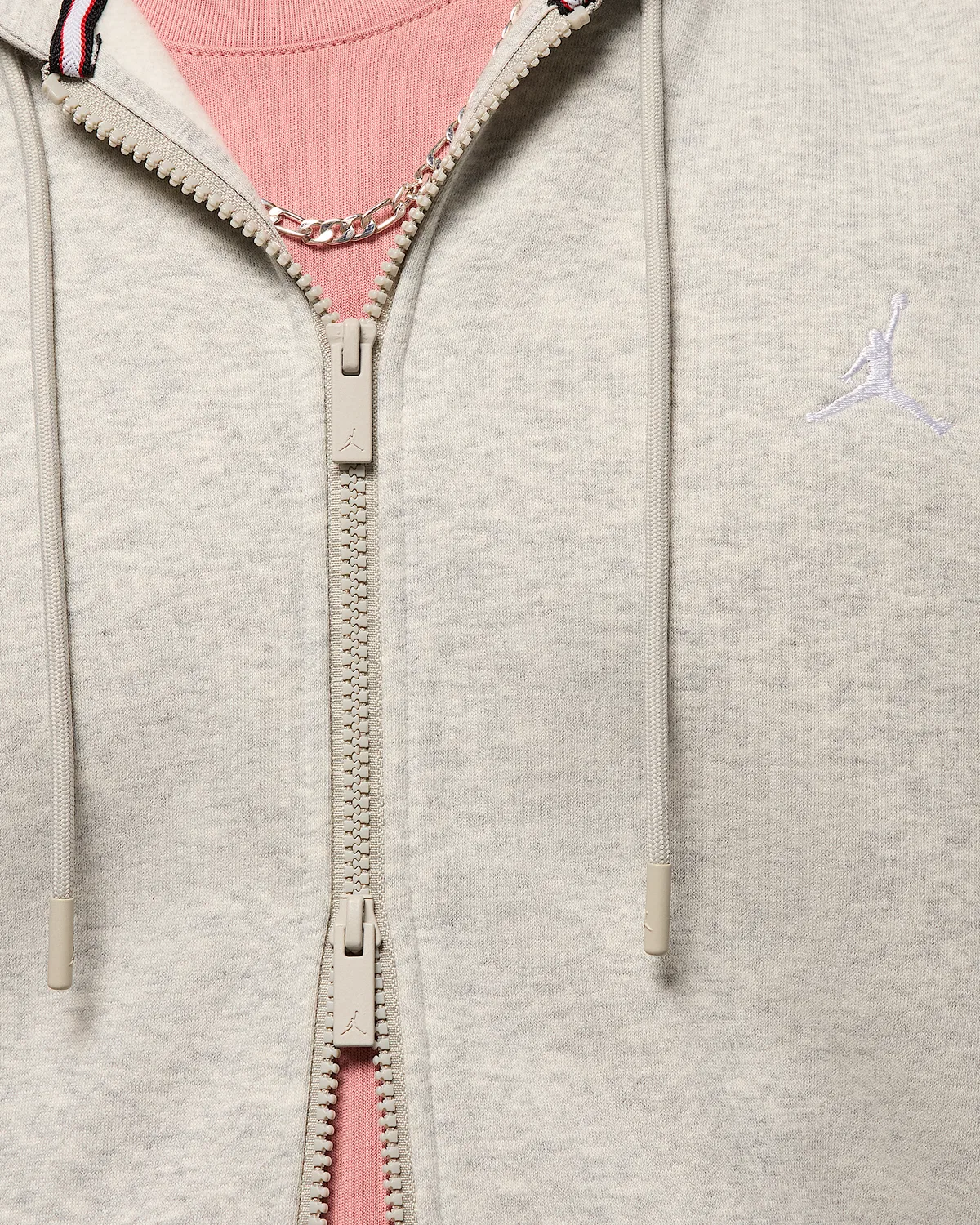 Мужская худи на молнии Jordan Brooklyn Fleece, Grey Heather/White — фото 4
