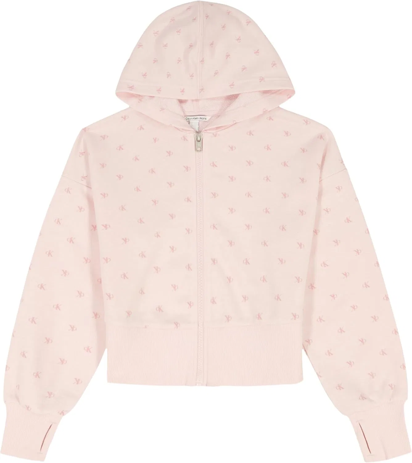 Детская флисовая кофта на молнии Calvin Klein, цвет Flocked Pearl
