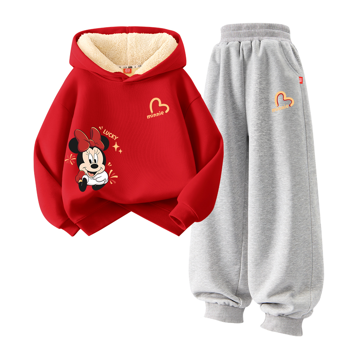 

Детская повседневная спортивная одежда Disney, [thickened and fleece-lined]dubai year heart nini k красный+dihui k серый