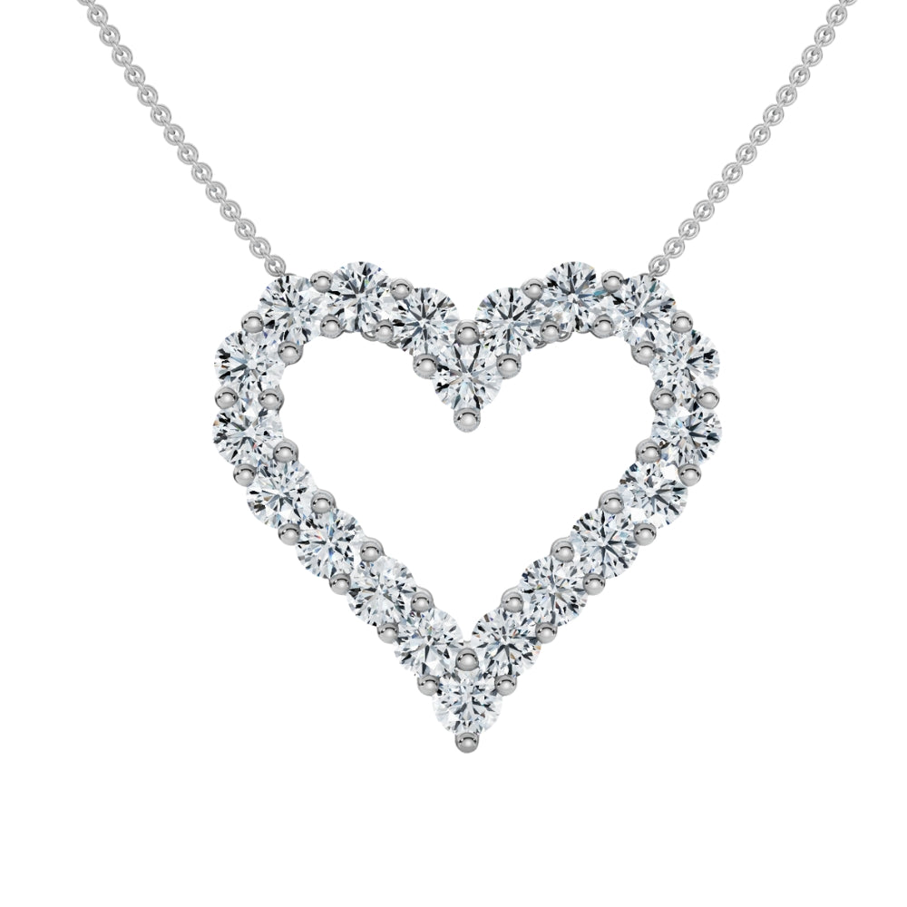 

Ожерелье с подвеской в ​​форме сердца из 14-каратного золота с бриллиантом 1 карат, высотой 3/4 дюйма Pompeii2, 14K White Gold