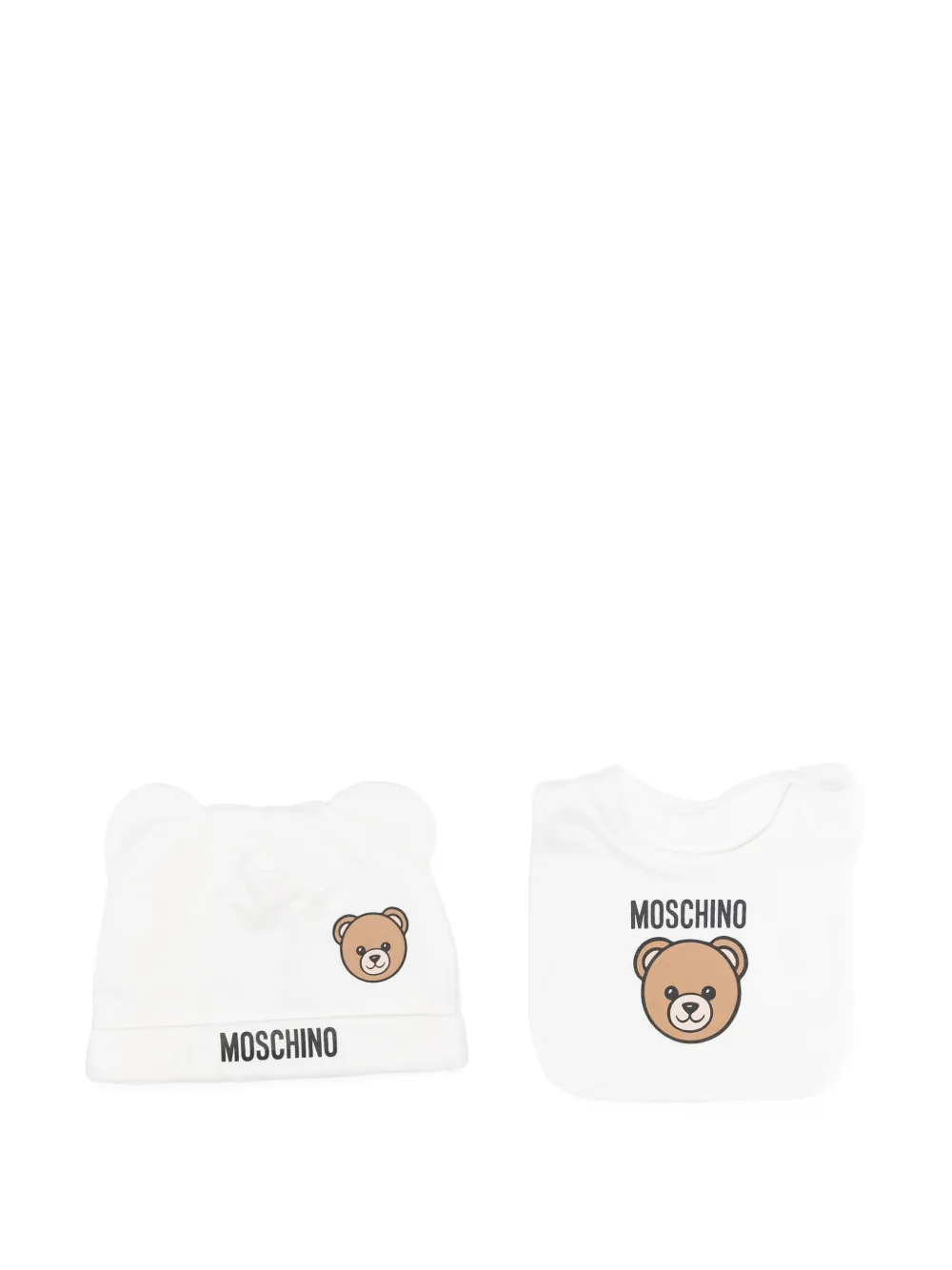 

Комплект шапок-бини с принтом Тедди Moschino Kids, белый