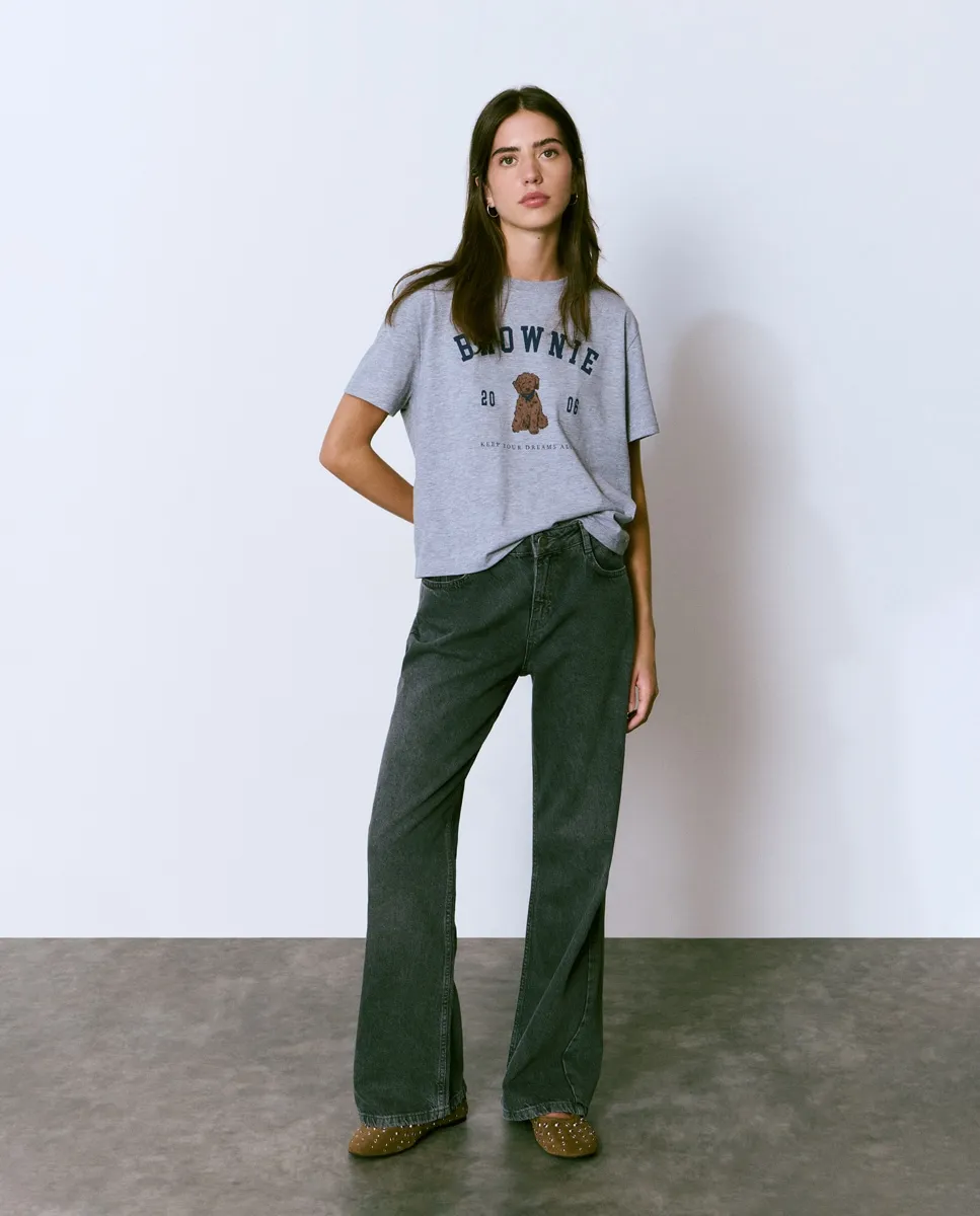 

Женские прямые джинсы с звездами на карманах Brownie, темно-серый