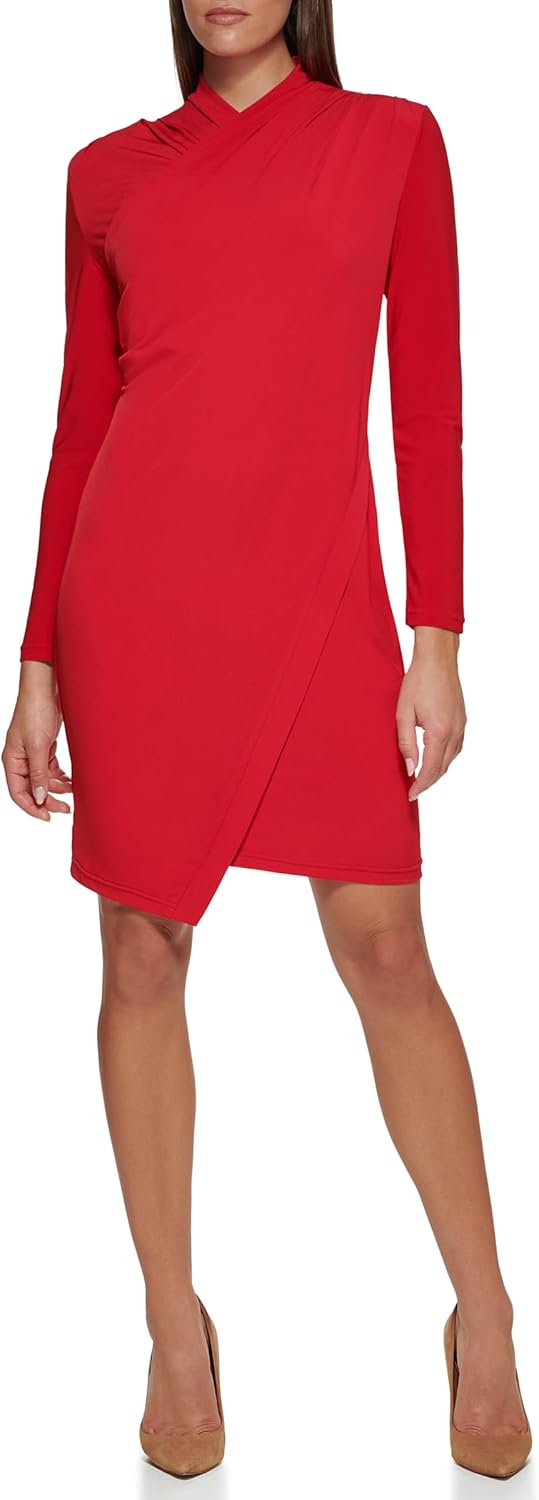 

Женское платье Tommy Hilfiger с открытыми плечами, выше колена, с запахом, Shealth, Scarlet