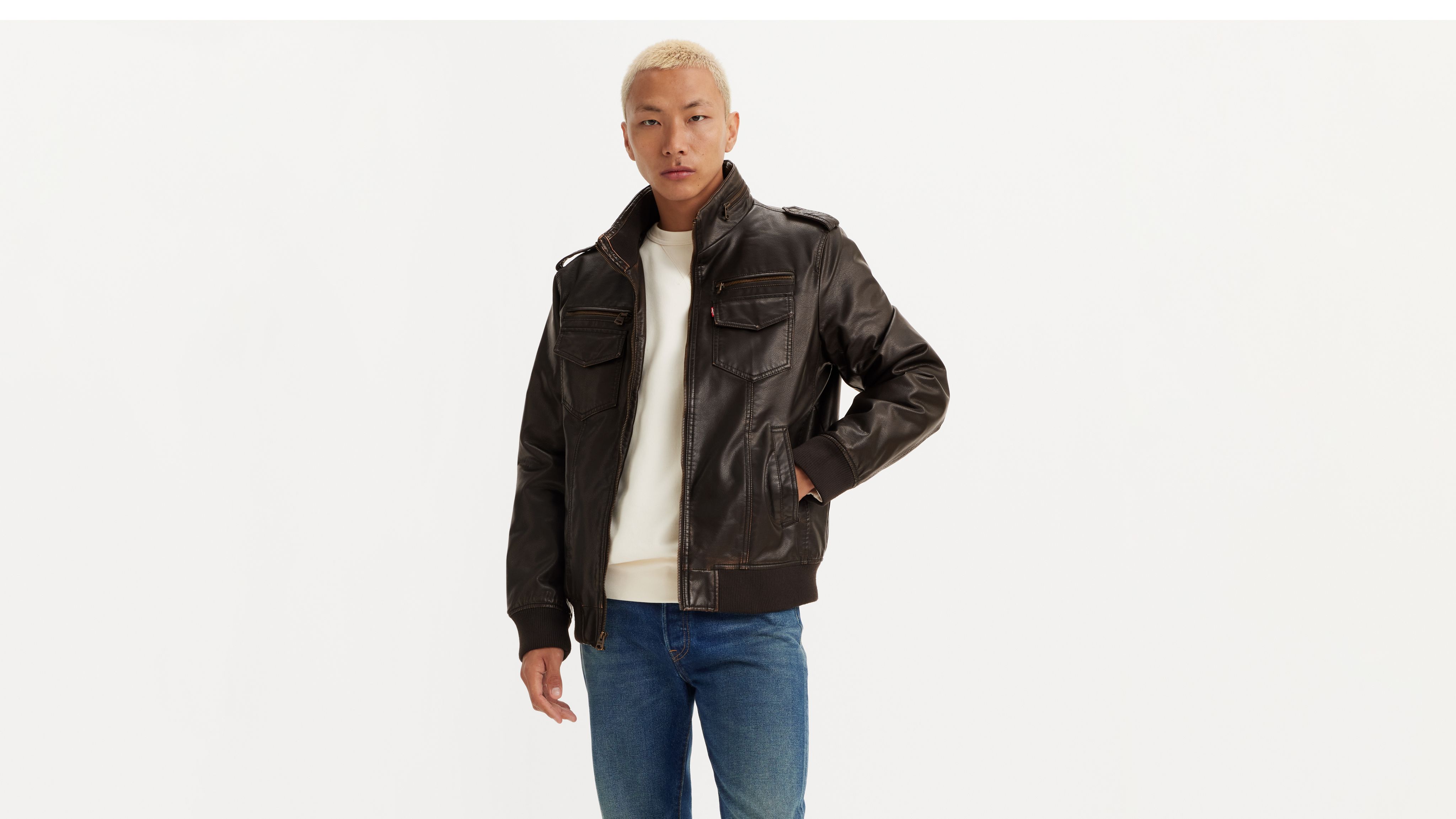 

Куртка-бомбер из искусственной кожи Levi's, цвет Dark Brown