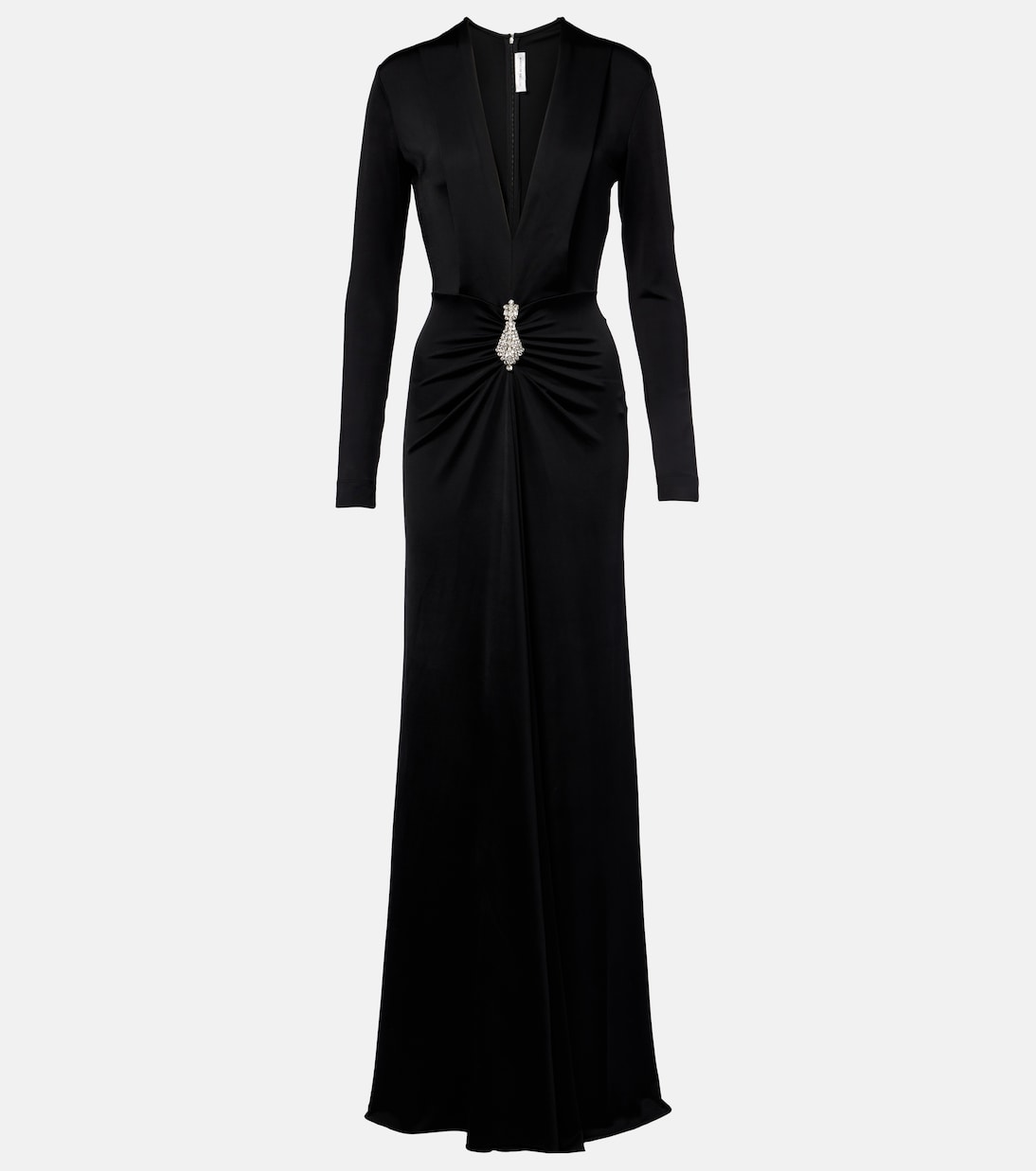 

Платье из крепа со сборками и декором Victoria Beckham, черный