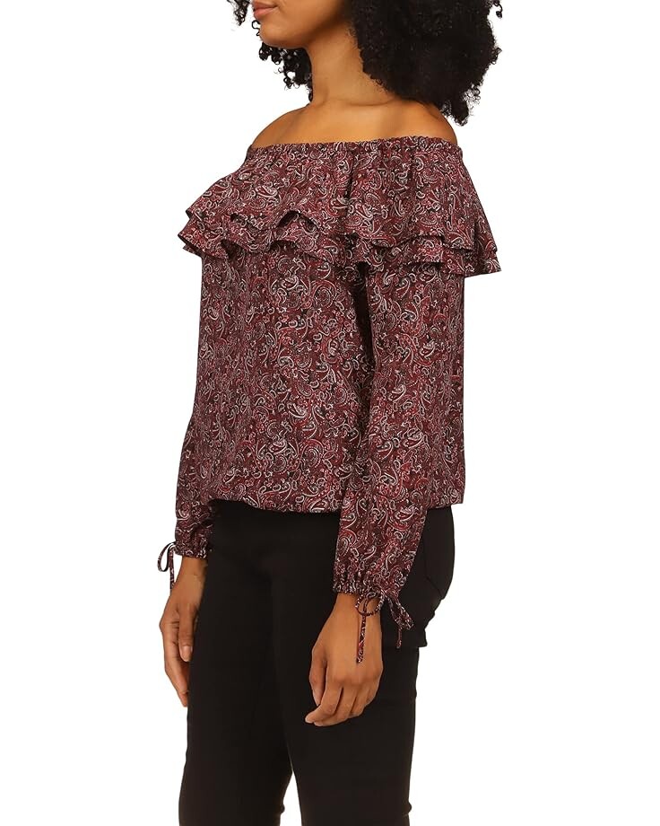 

Топ Michael Kors Pop Paisley Ruffle Top, цвет Royal Pink