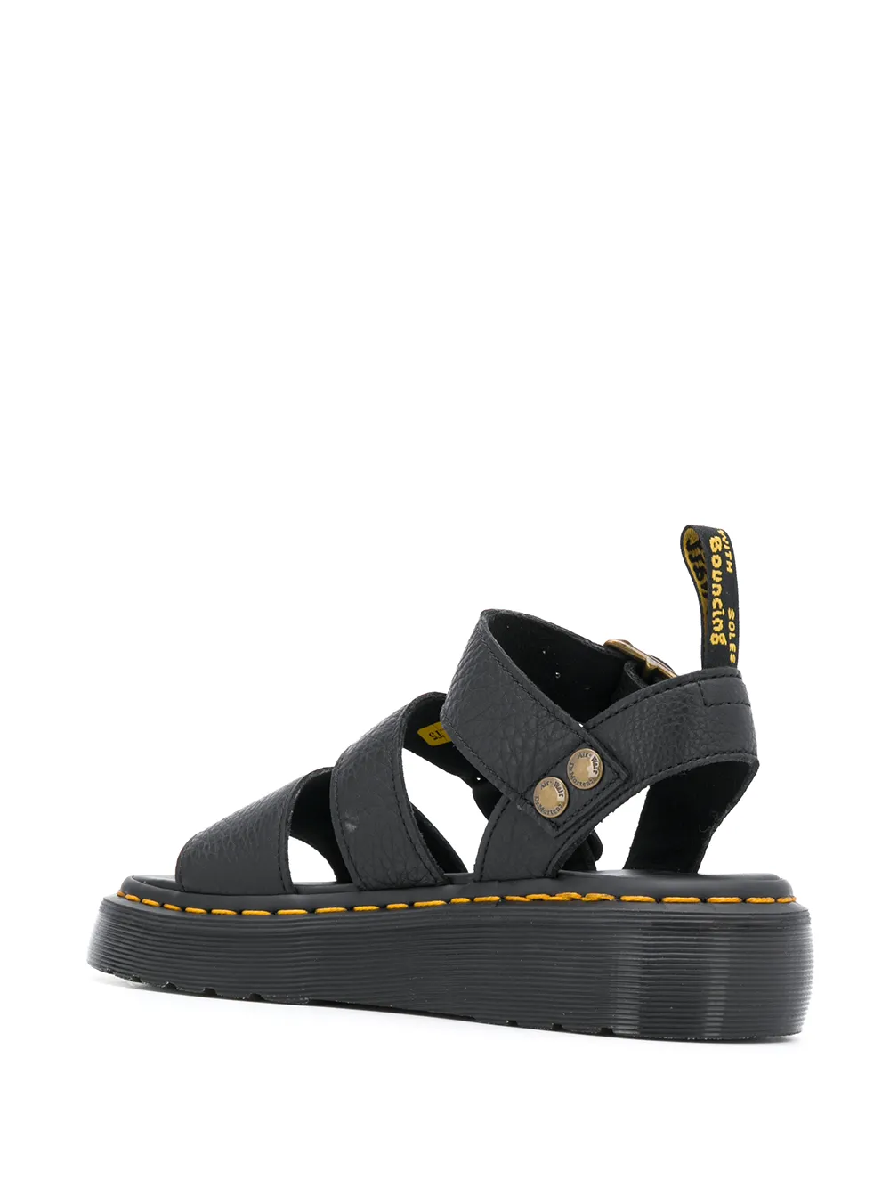 Сандалии с открытым носком и пряжками Dr. Martens, черный — фото 3