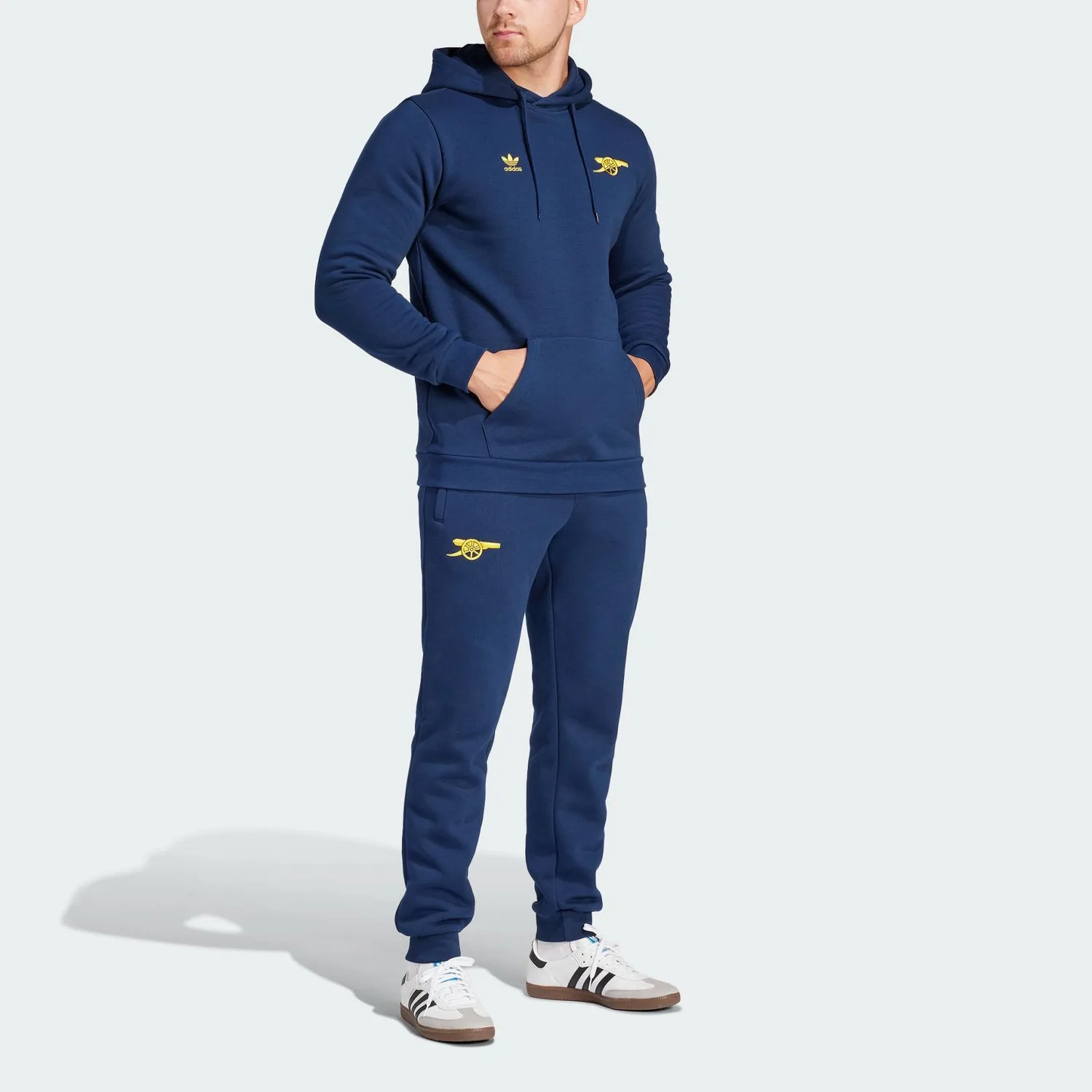 Adidas Originals Essential ARSENAL ESSENTIALS TREFOIL PANTS вязаные спортивные штаны мужские College Navy/Tribal Yellow — фото 3