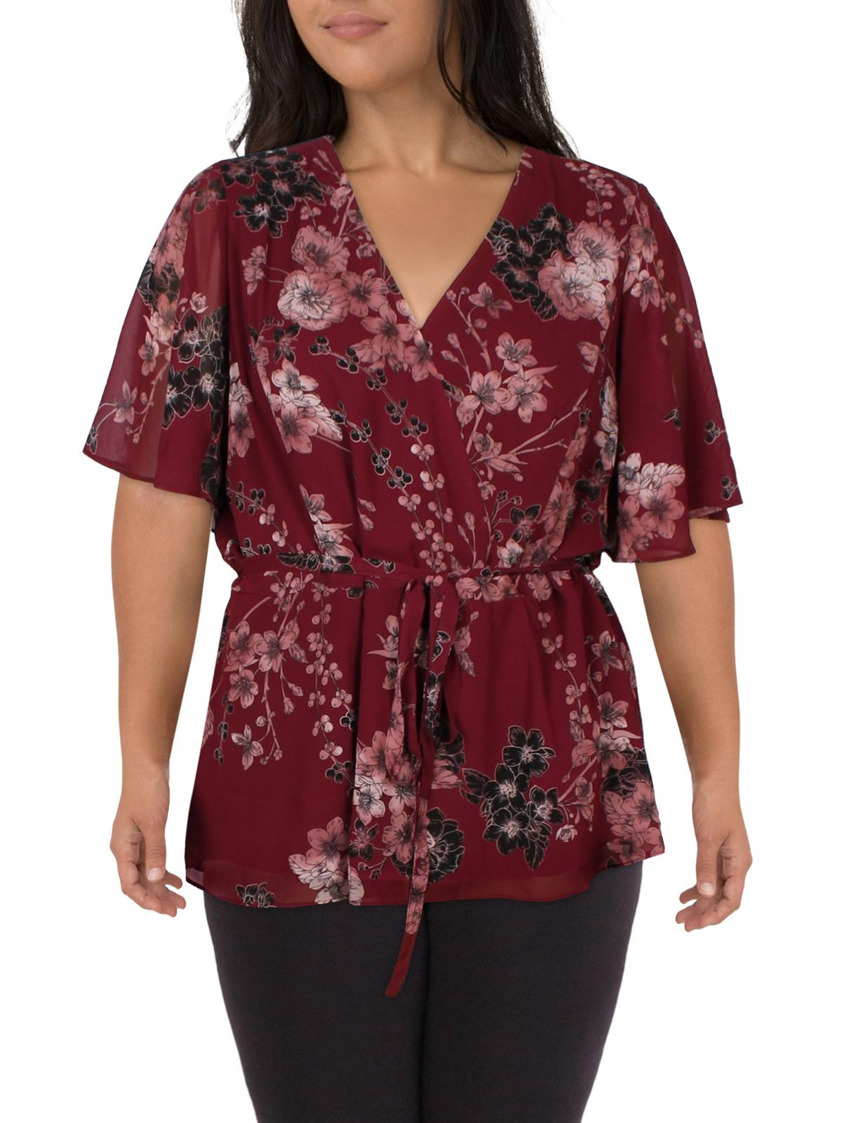 

Женский модный топ-обертка с цветочным принтом City Chic, цвет ruby bold blossom