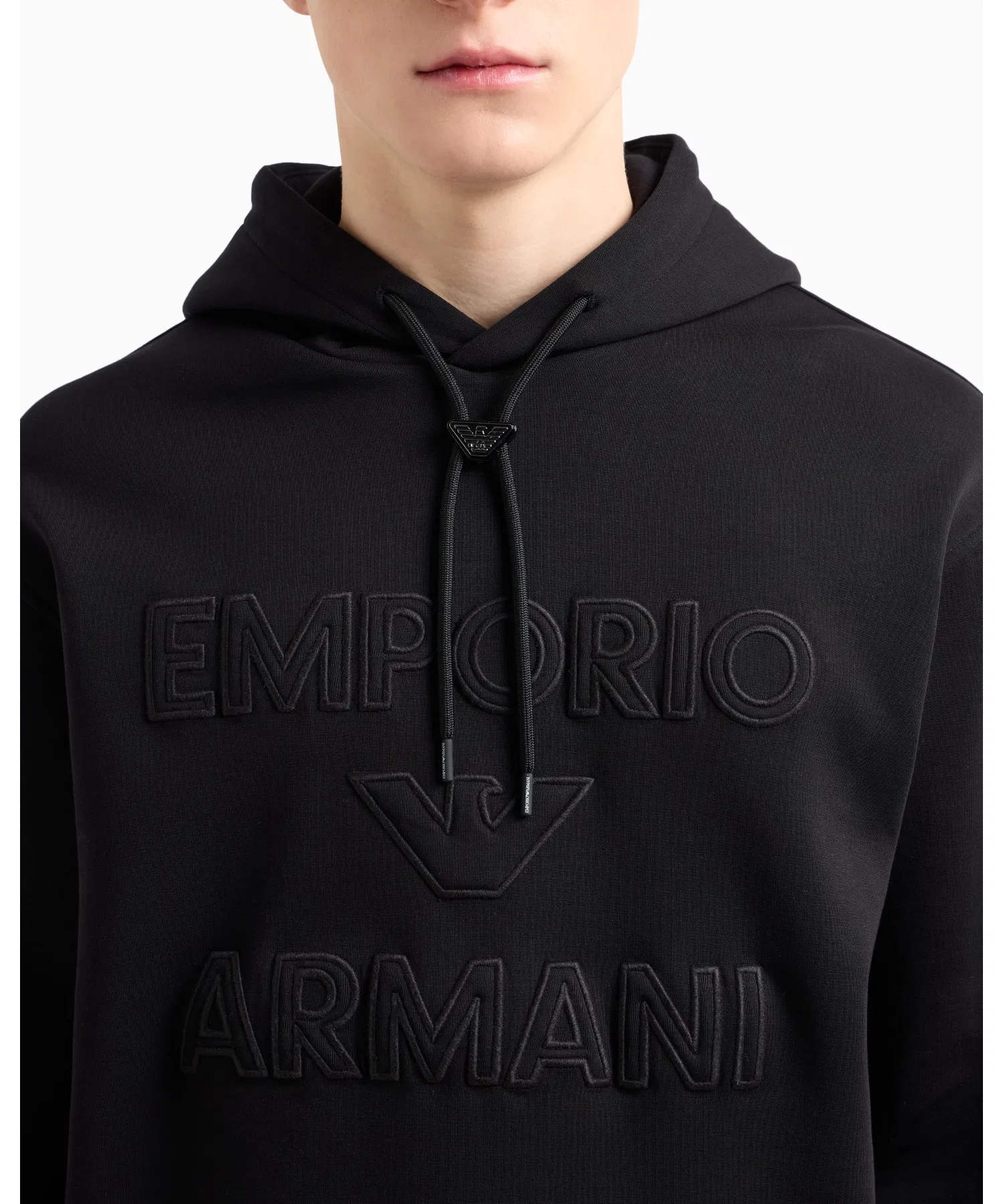 【Emporio Armani】 Толстовка с капюшоном ASV, двойной трикотаж, увеличенный логотип, рельефная вышивка — фото 4