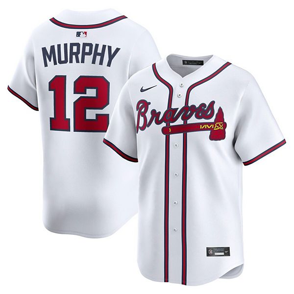 Мужская белая домашняя лимитированная игровая футболка sean murphy atlanta braves Nike — фото 2