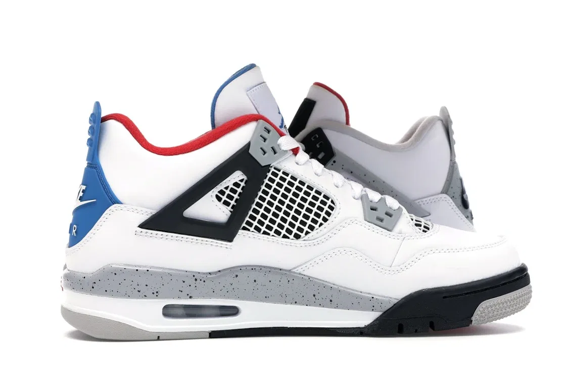 Детские кроссовки Lifestyle с дышащей сеткой Jordan 4 Retro, White/Military Blue-Fire Red-Black-Cement Grey — фото 3