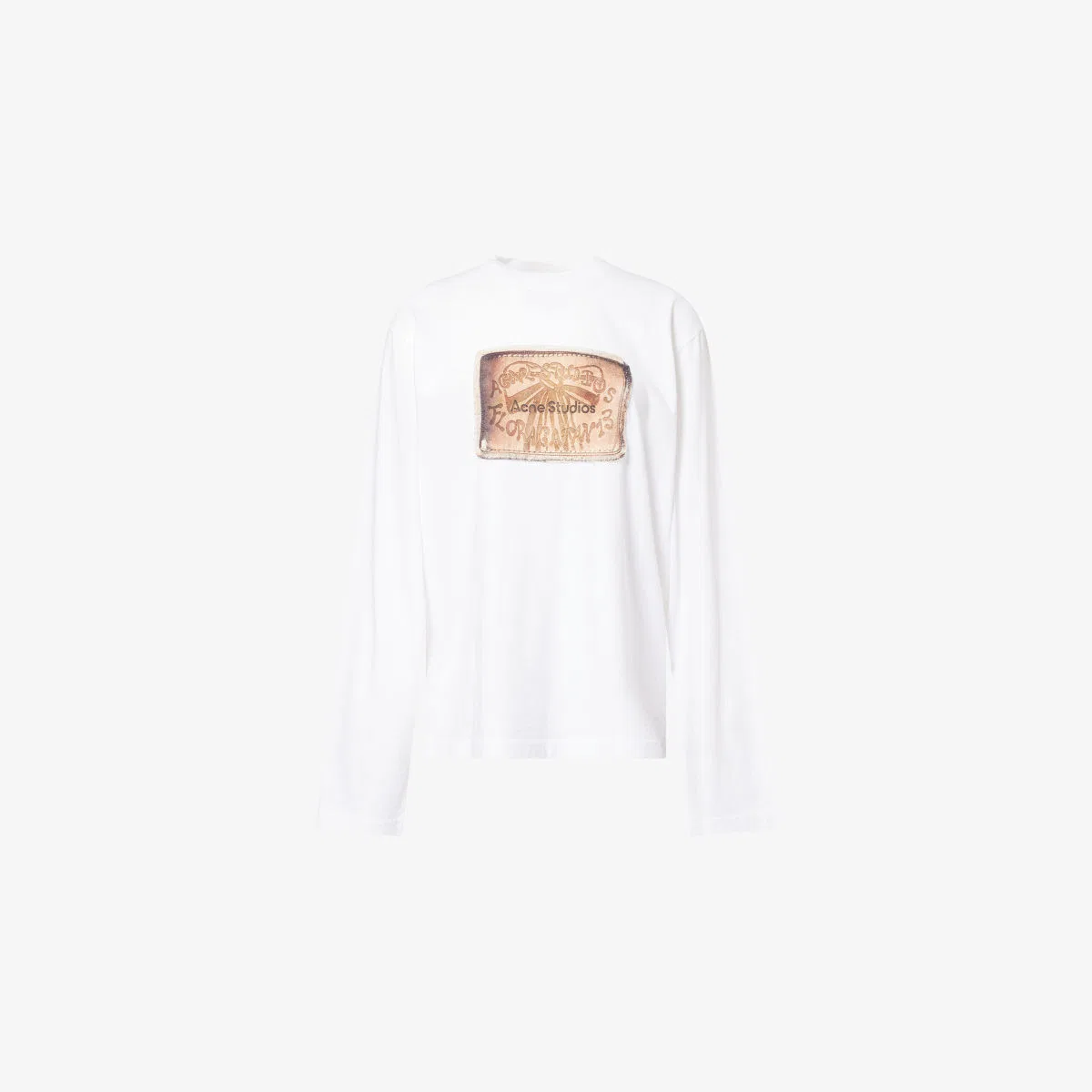 Хлопковая футболка с длинными рукавами и логотипом в виде банта Acne Studios, белый