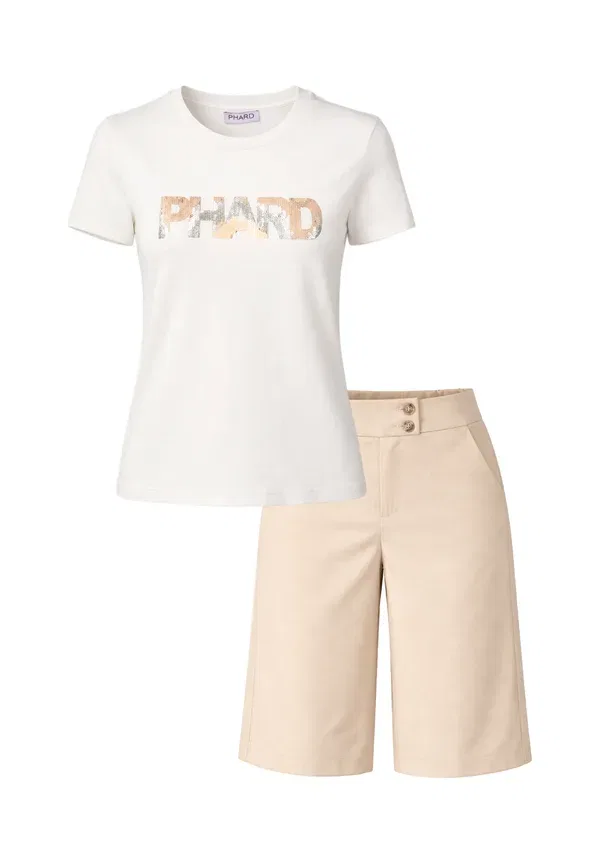 Комплект из топа и шорт с пайетками Set Phard off-white, белый