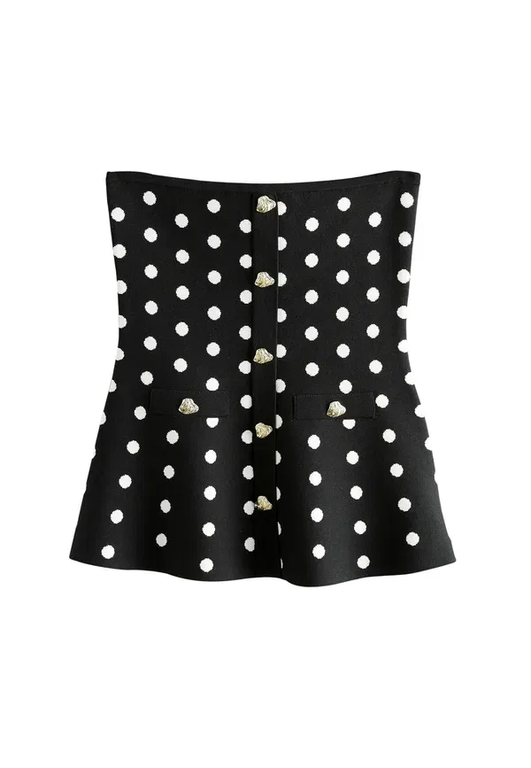 Топ с баской, горошек Regular fit smart knit peplum bandeau top Next White Polka Dot, белый