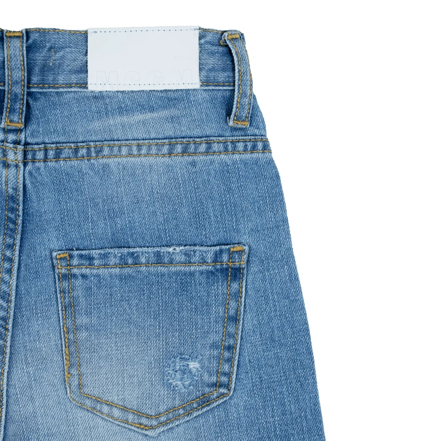 Джинсы с потертостями Rip Wash Denim Jeans MSGM, Denim Blu/Blue Denim — фото 3