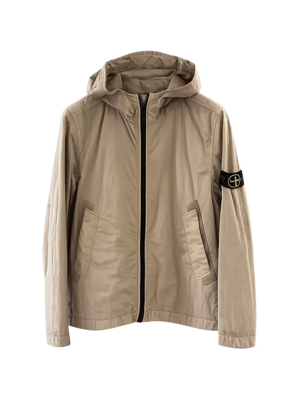 Куртка с капюшоном и нашивкой-логотипом Stone Island Junior, бежевый