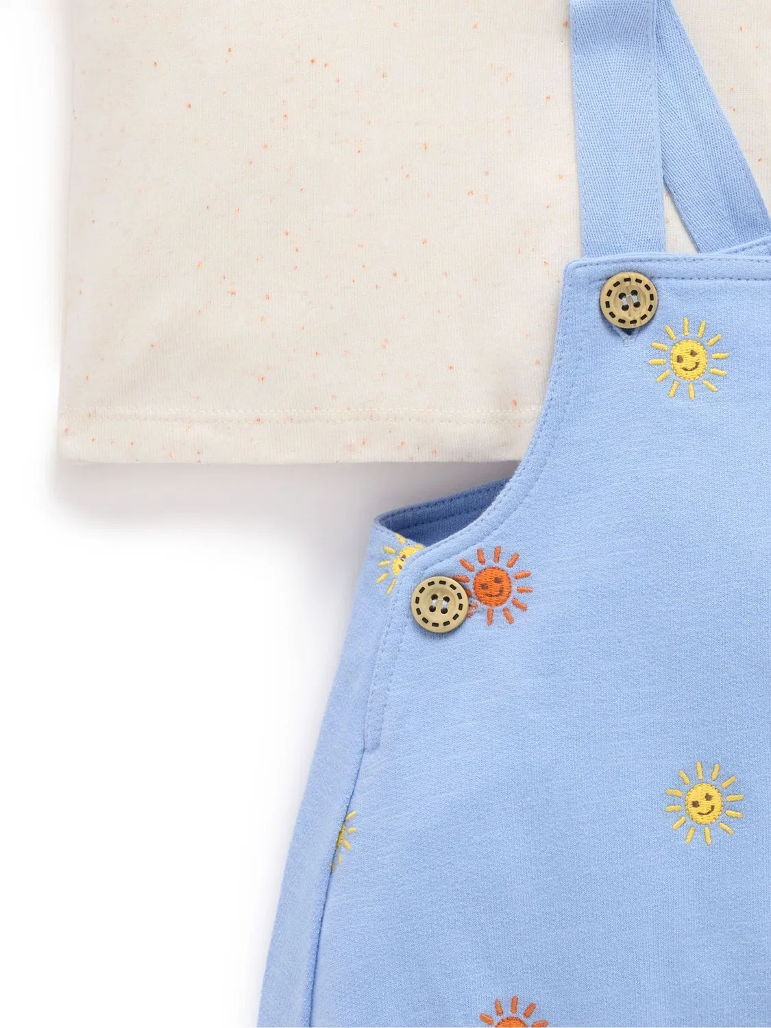 Комплект из комбинезона и футболки Sunshine Dungaree Set Purebaby, голубой — фото 4