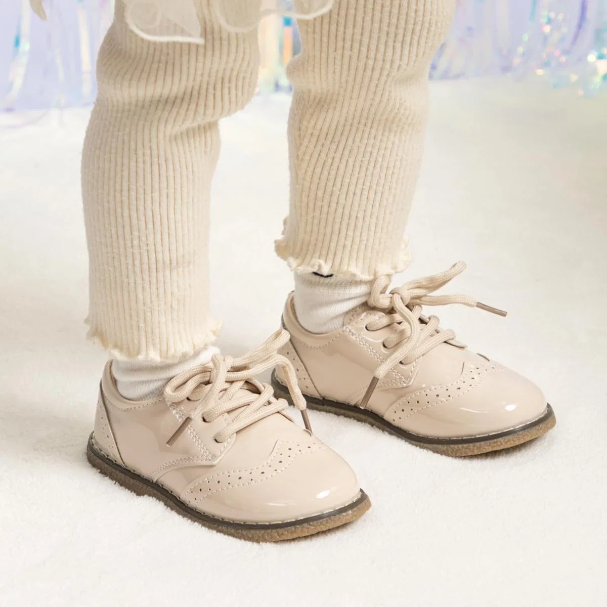 Детские оксфорды для девочек с принтом Kannior, Mirror Beige — фото 4