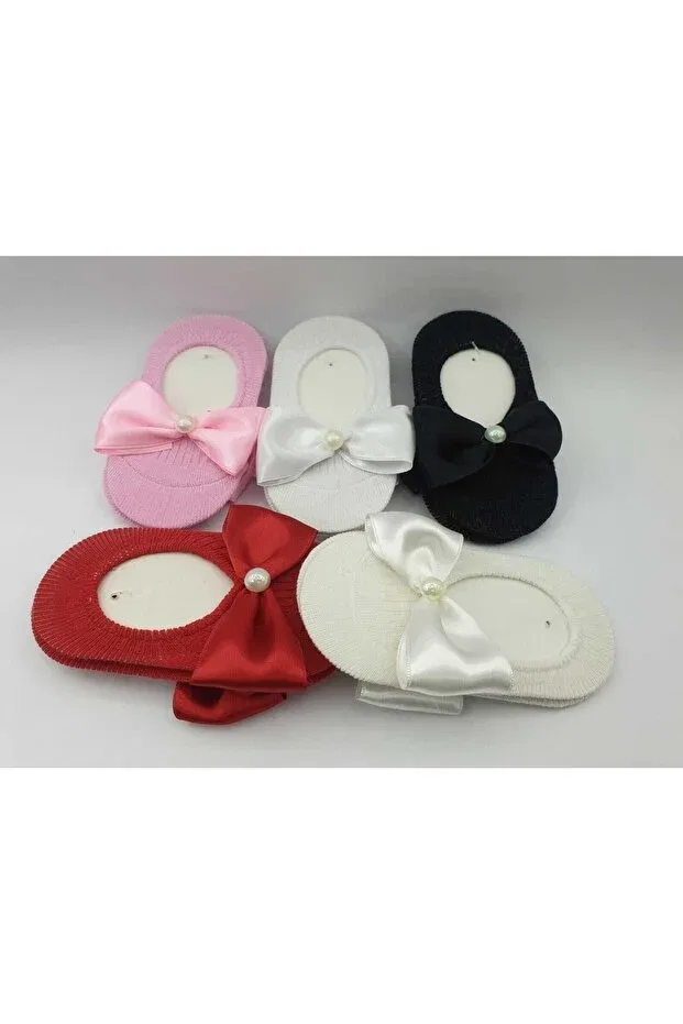 Детские носки для девочек с жемчугом Baby Bow Pearl Ballerina Socks Özkardeşler Baby, White Cream Pink Pink Red Black