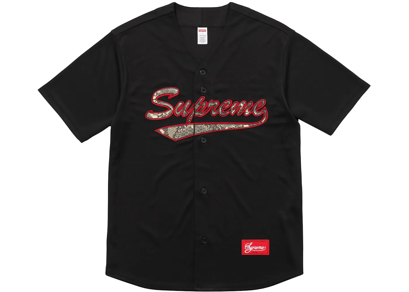 Мужская бейсбольная джерси с принтом Snake Script Logo Supreme, Black