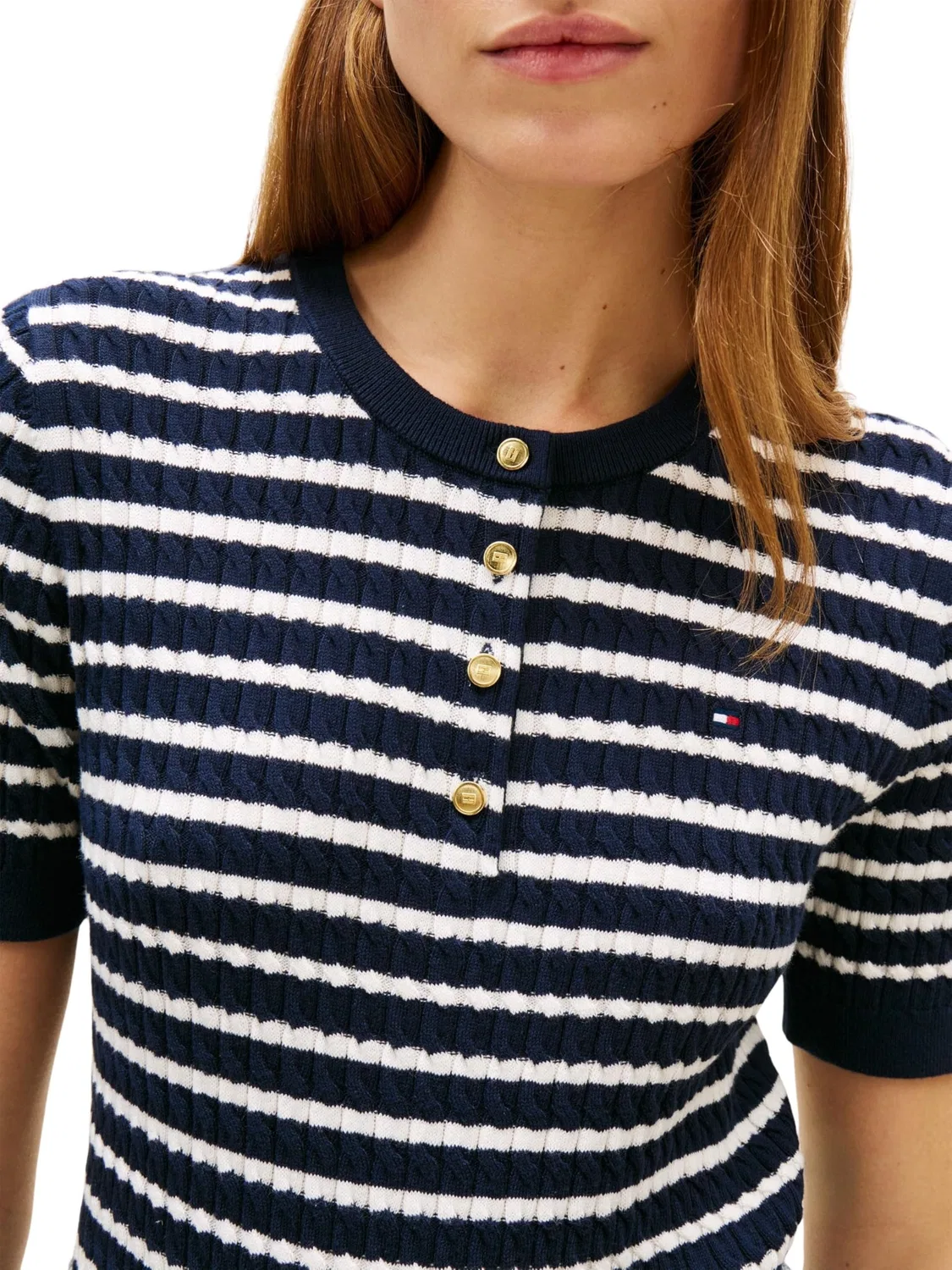 Женский пуловер с длинным рукавом Tommy Hilfiger, Blue (Dark Night Navy/Ivory Petal Stp) — фото 4