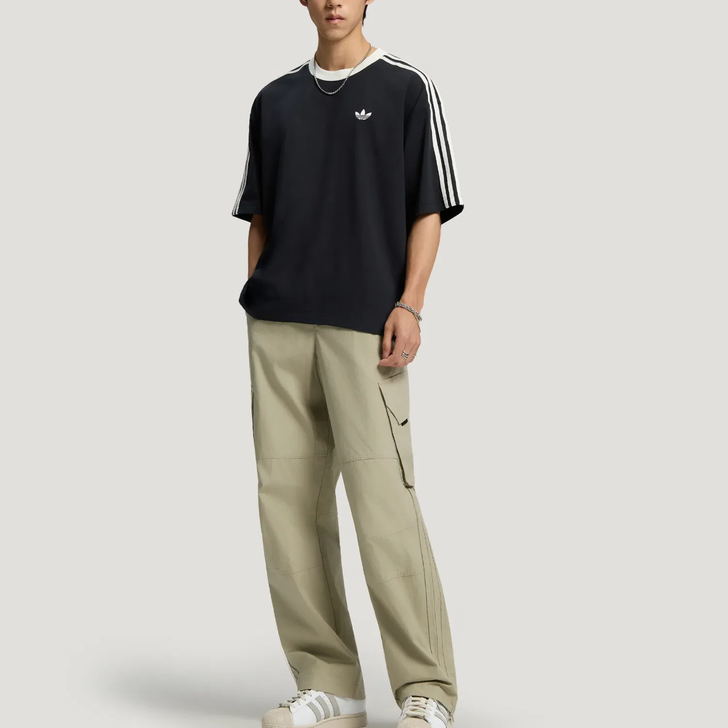 Мужская футболка с круглым вырезом Adidas Originals, черный — фото 4