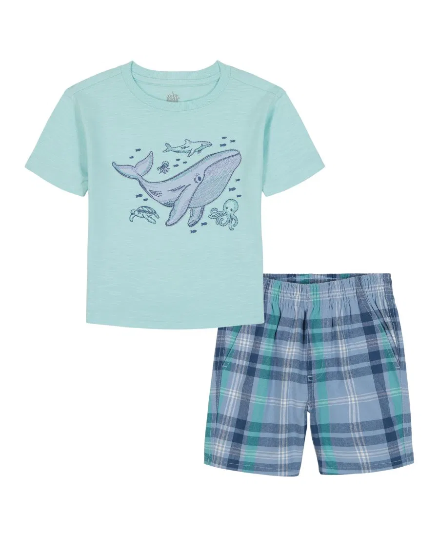 Детский комплект для мальчиков с коротким рукавом Ocean Animal Kids Headquarters, Blue