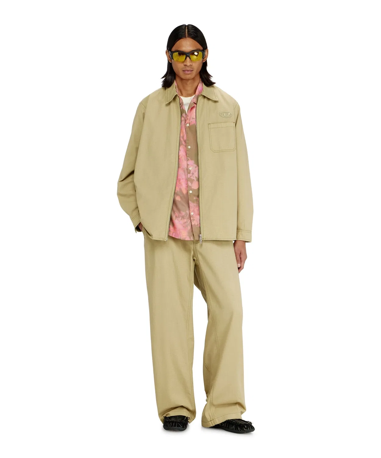 Мужская рубашка с длинным рукавомS-ALIAS-ZIP DIESEL, Beige — фото 3