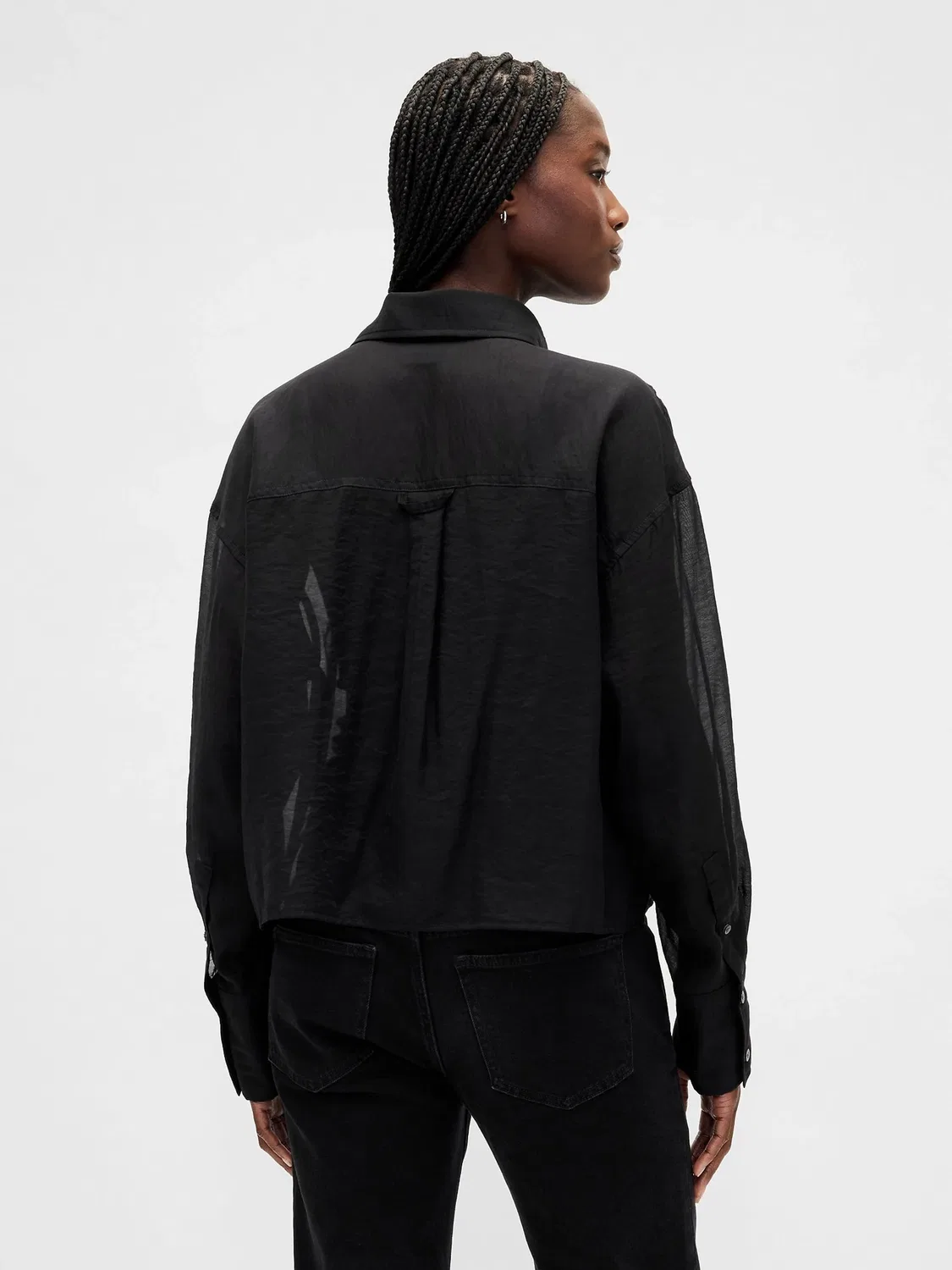 Рубашка Oversized Straight-Hem Crop Gap, черный — фото 2
